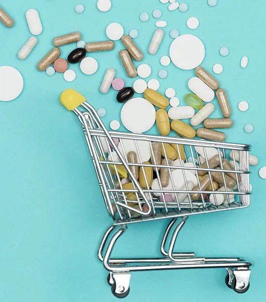 Medicines in a shopping cart